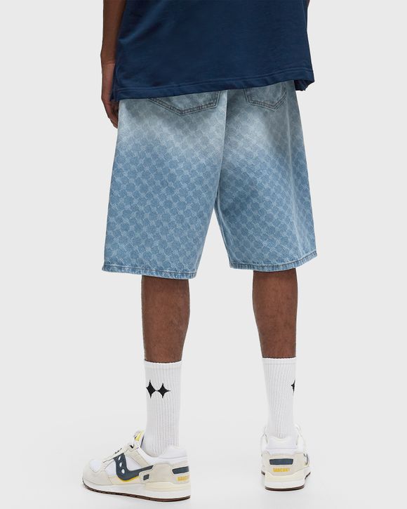zella monogram denim shorts