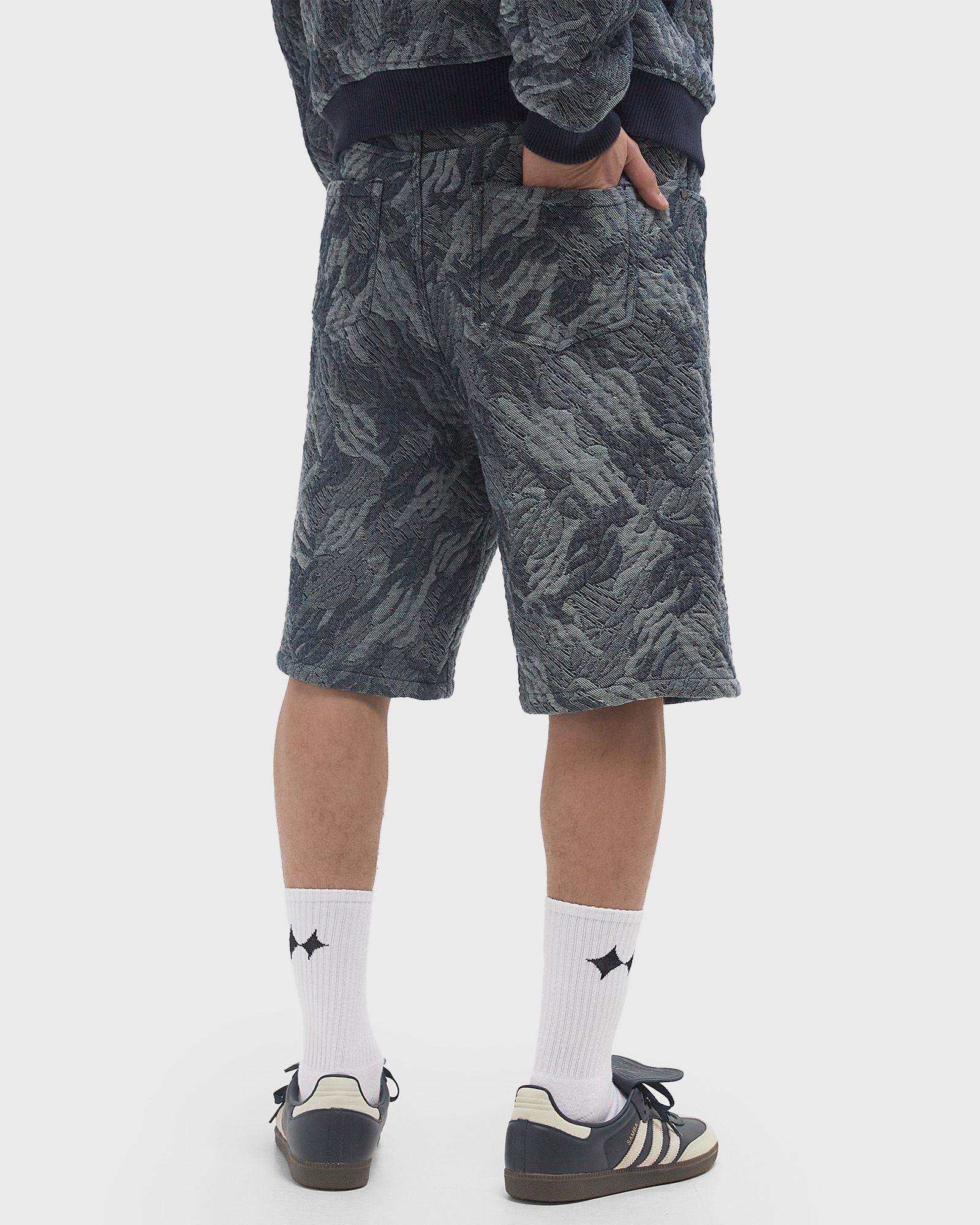 camo monogram jeans shorts