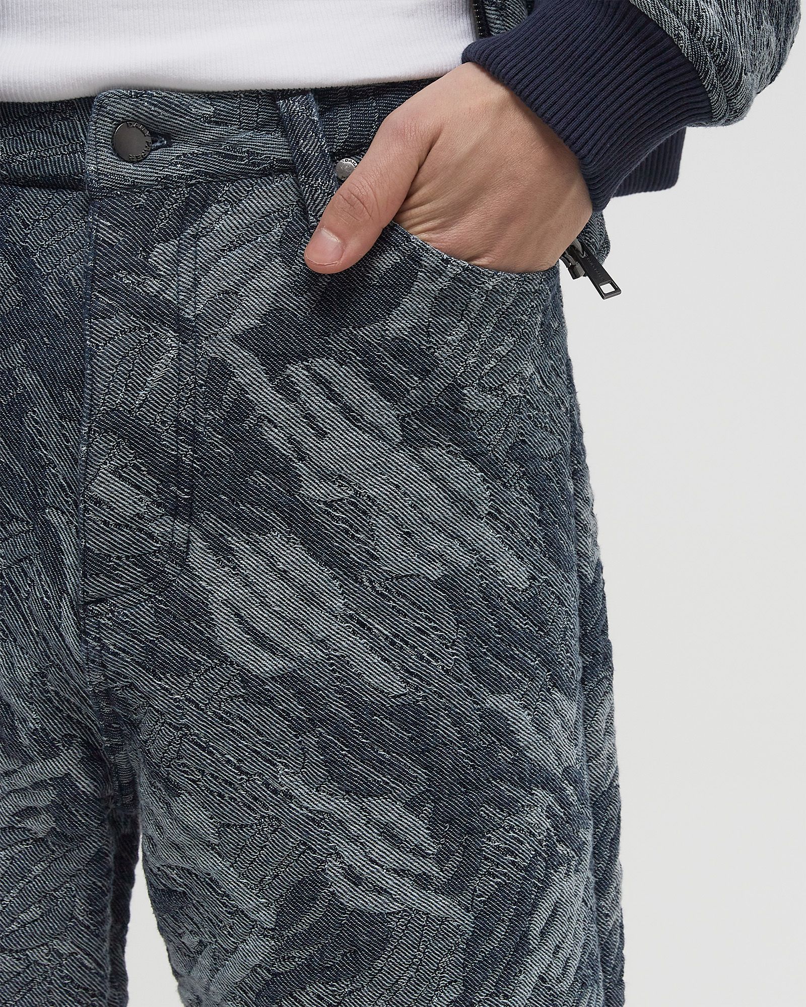 camo monogram jeans shorts