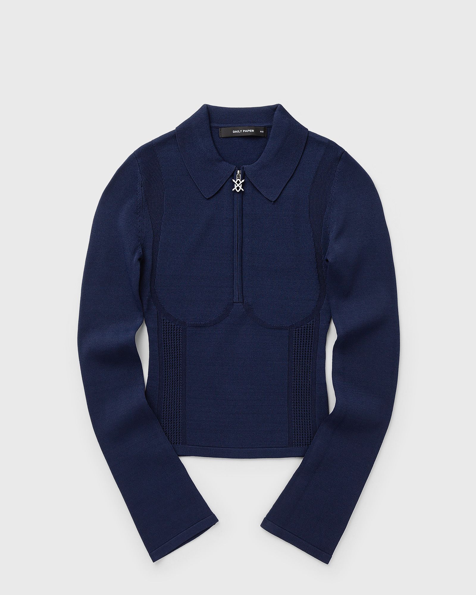 zip knit polo ls