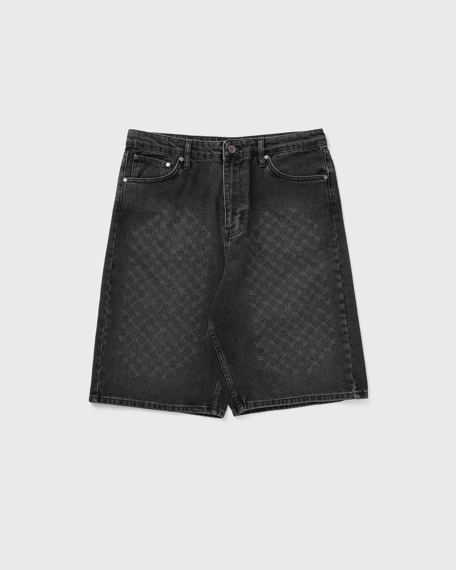laser monogram denim shorts