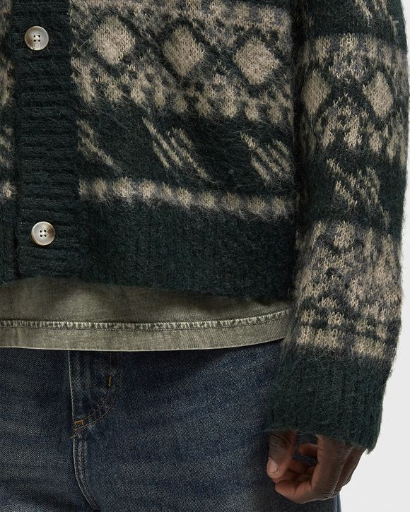 pattern check cardigan