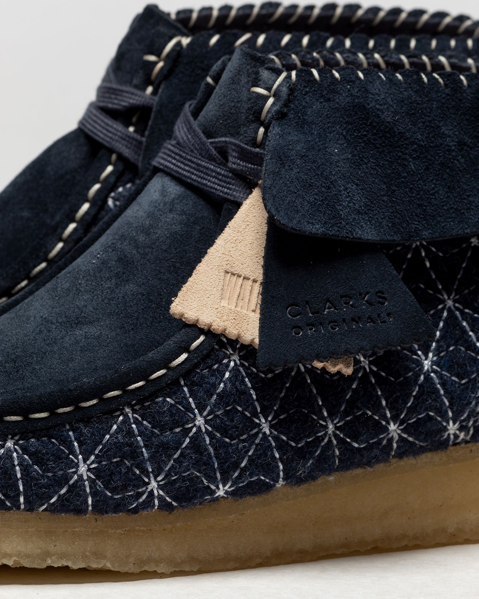 Wallabee Boot. Navy Sashiko