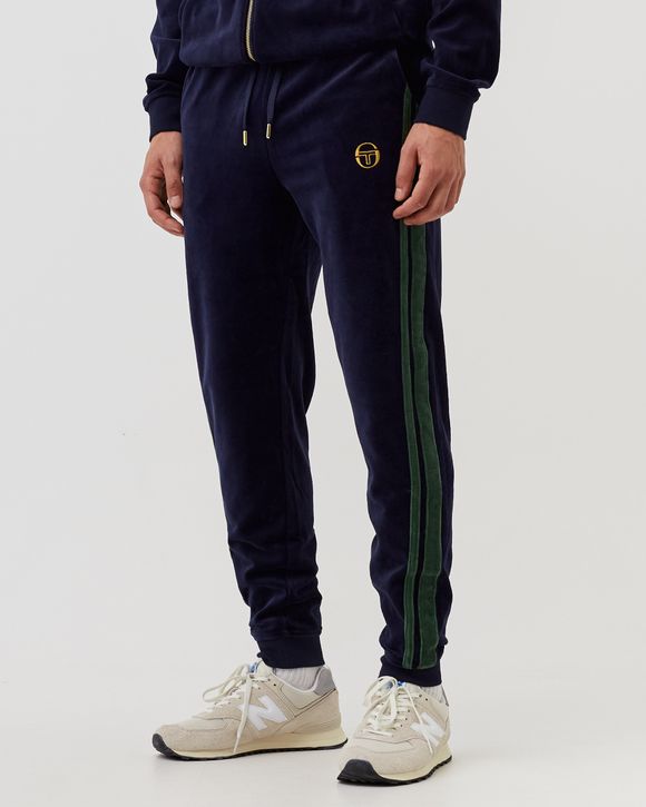 Sergio Tacchini NEW DAMARINDO VELOUR TRACK PANT Blue - MARITIME BLUE/DARK  GREEN