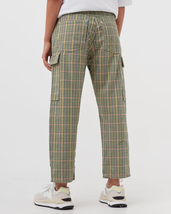 Levis WMNS LEVI S MADE CRAFTED BARREL NAVIGATOR PLAID PANTS Brown NAVIGATOR PLAID