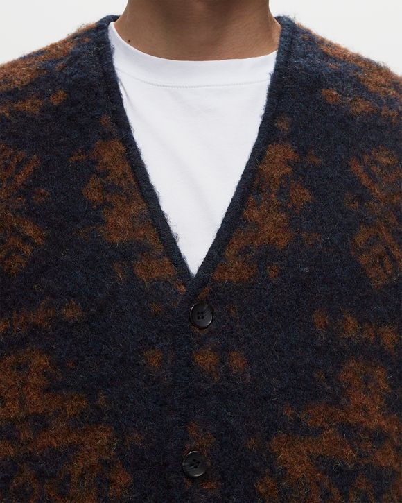 V NECK CARDIGAN NAVY CHAMOIS