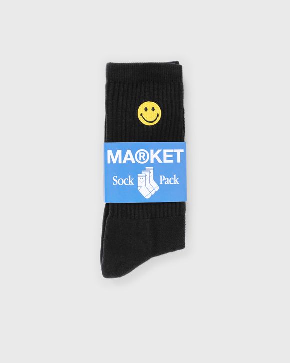 Market Smiley Small Patch Socks Black