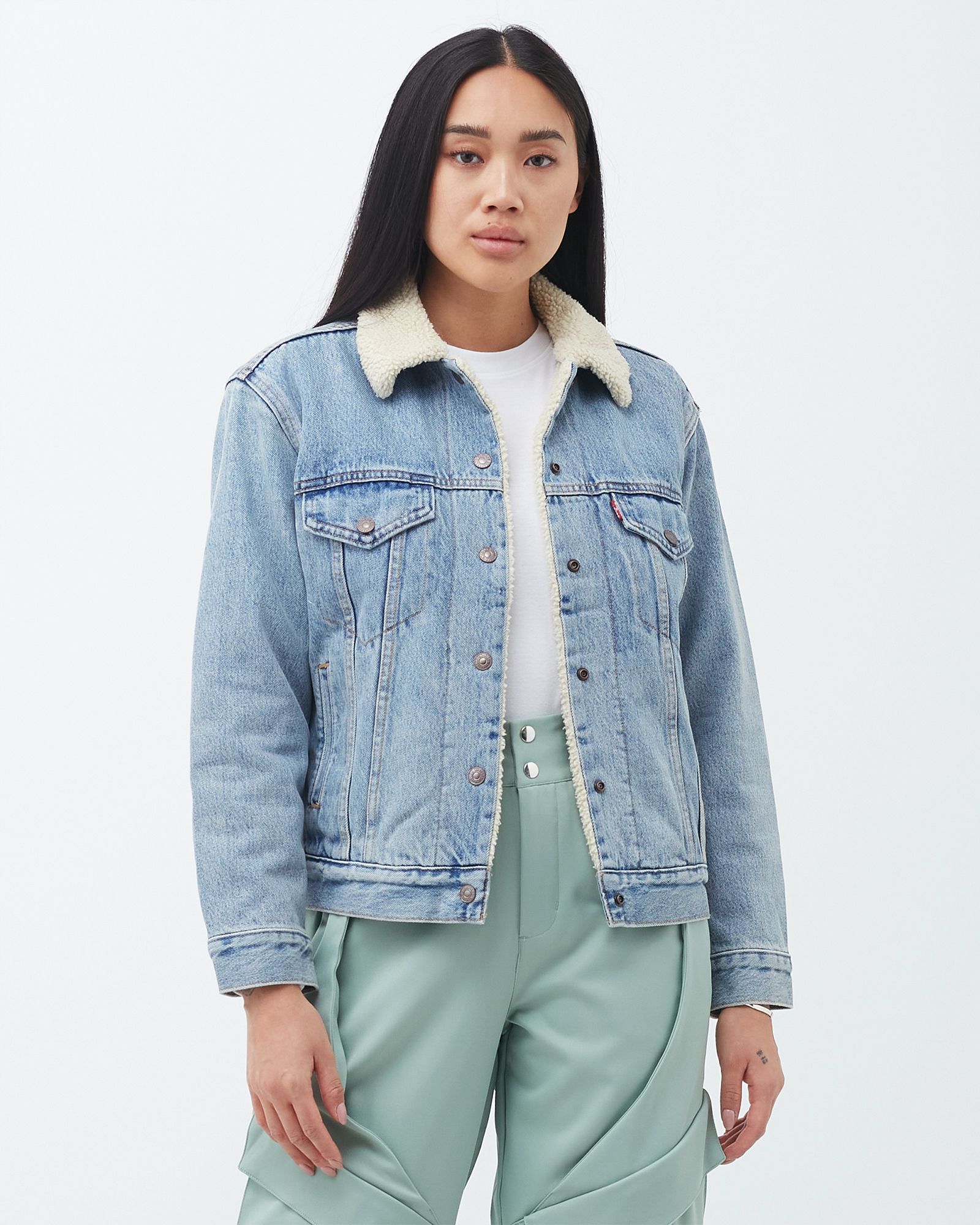 WMNS EX BOYFRIEND SHERPA TRUCKER JACKET