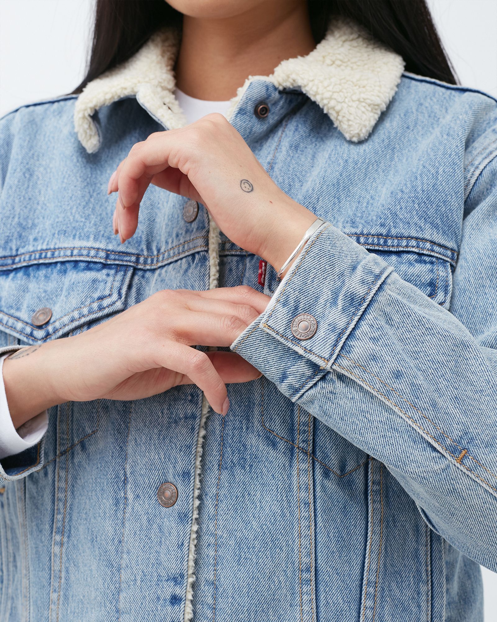 WMNS EX BOYFRIEND SHERPA TRUCKER JACKET