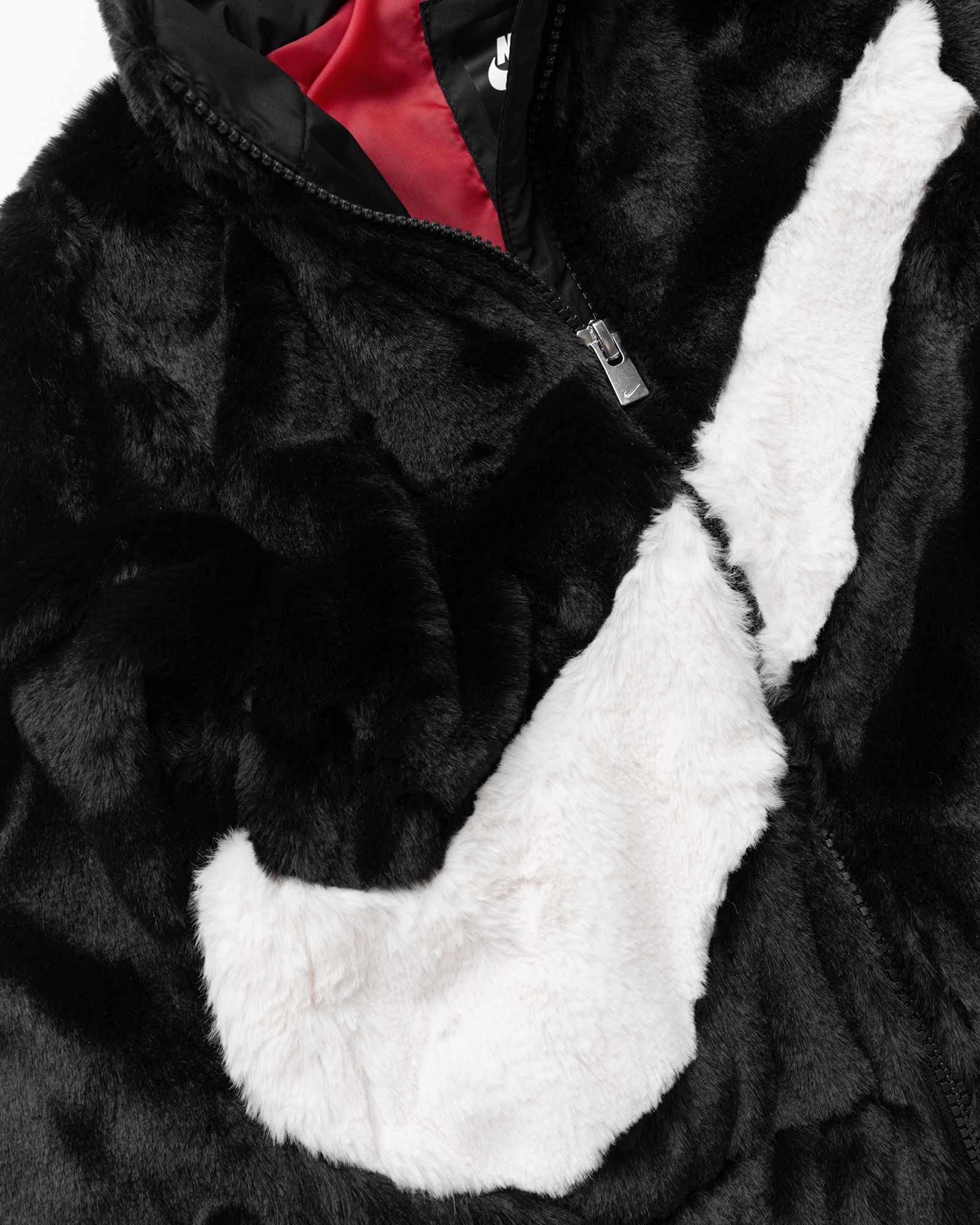 BIG SWOOSH FAUX FUR JACKET