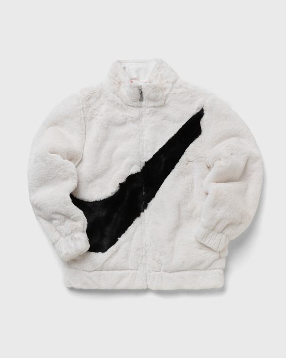 Nike BIG SWOOSH FAUX FUR JACKET White