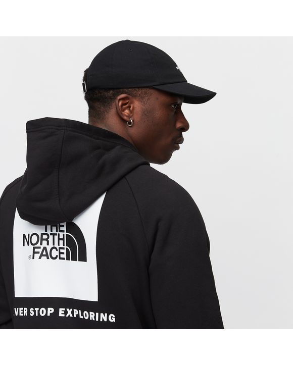 The north face raglan red box hoodie on sale black