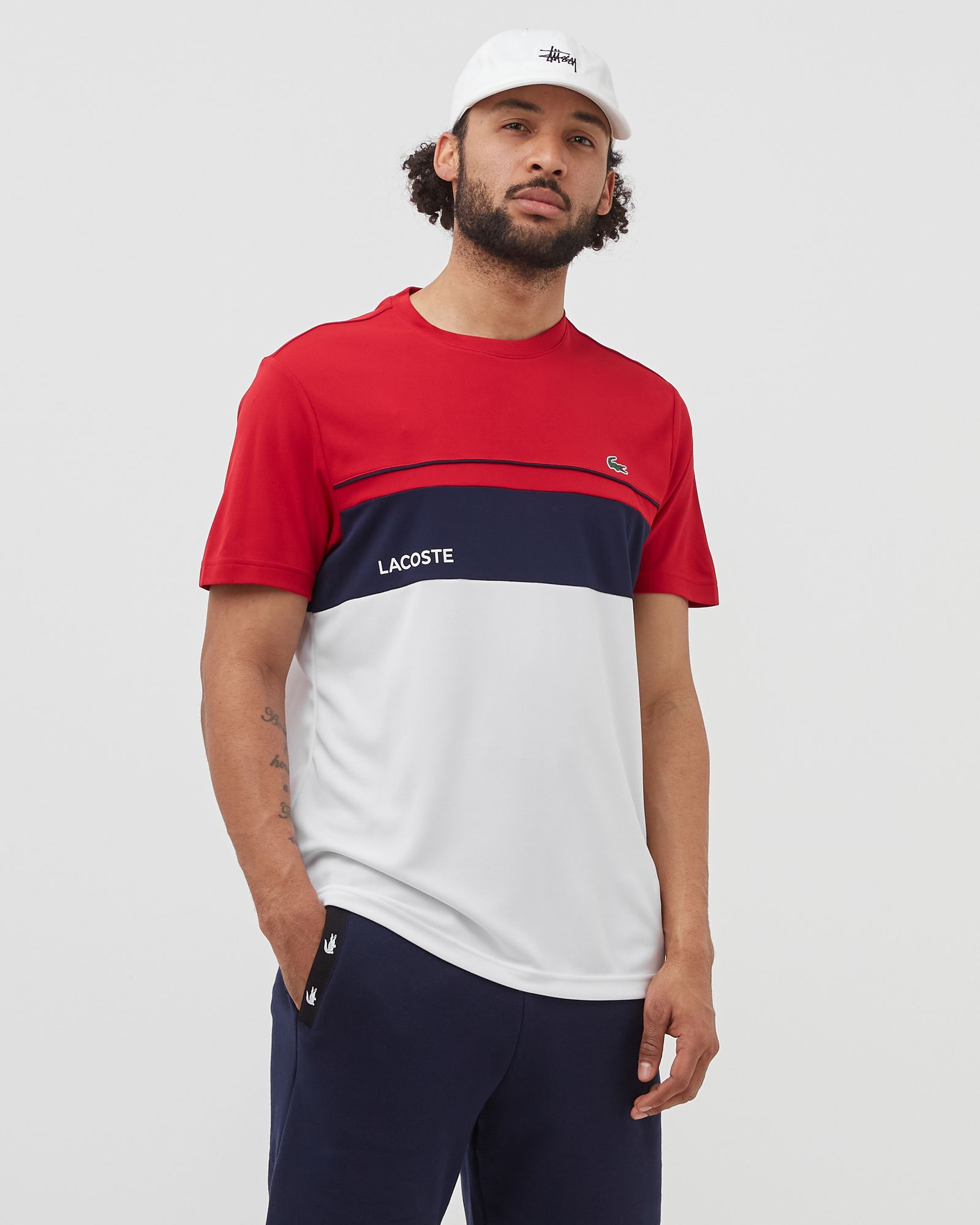 Crew Neck Lettered Colourblock Cotton TEE