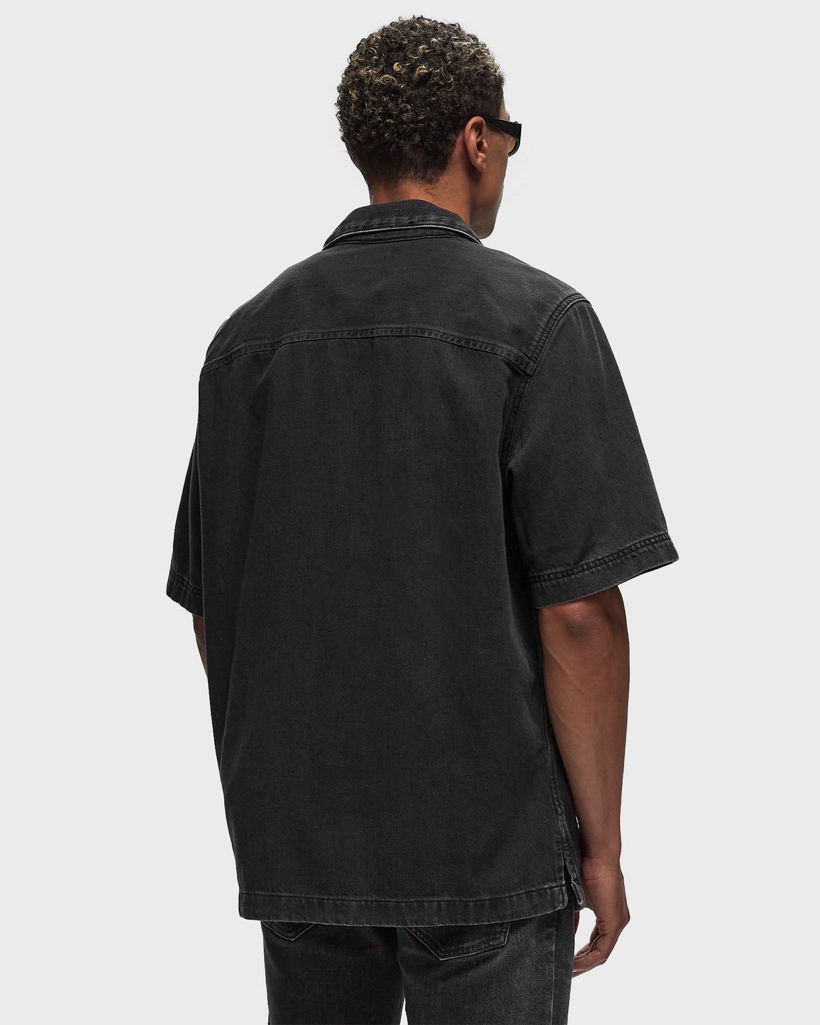 【新品・国内即発】DIESEL A03533 068KD 01 D-PAROSHORT シャツ Men's Bowling shirt in Tencel denim | Black | Diesel