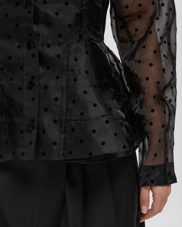 Flocked Organza Peplum Shirt