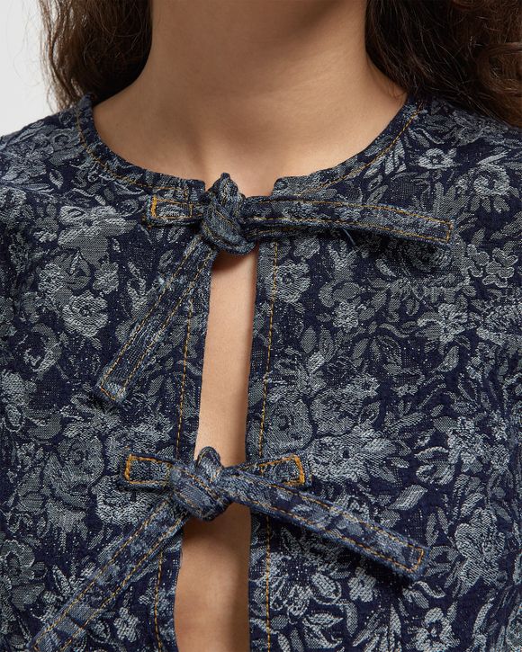 Tapestry Denim Peplum Blouse