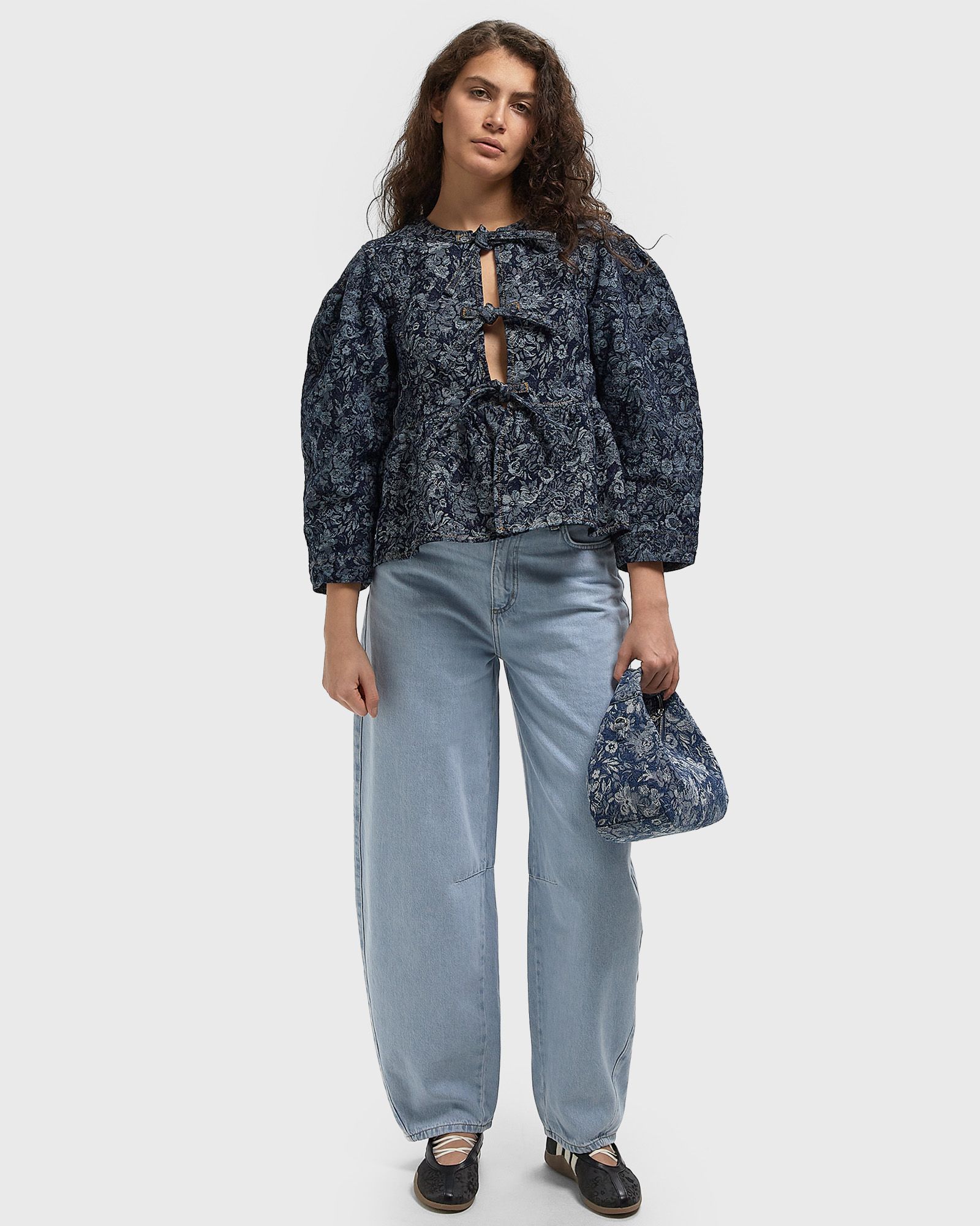 Tapestry Denim Peplum Blouse