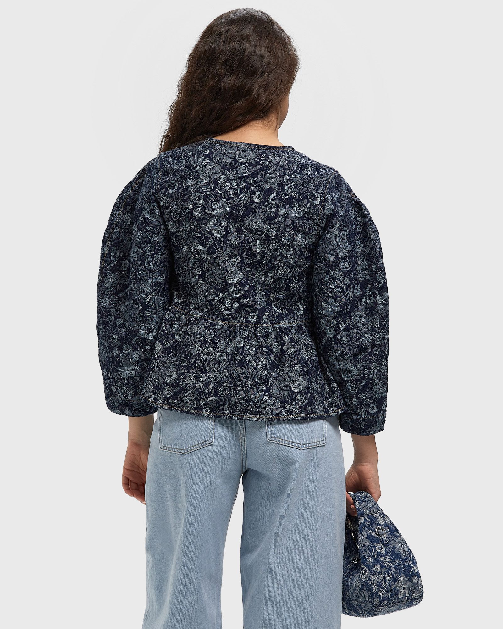 Tapestry Denim Peplum Blouse