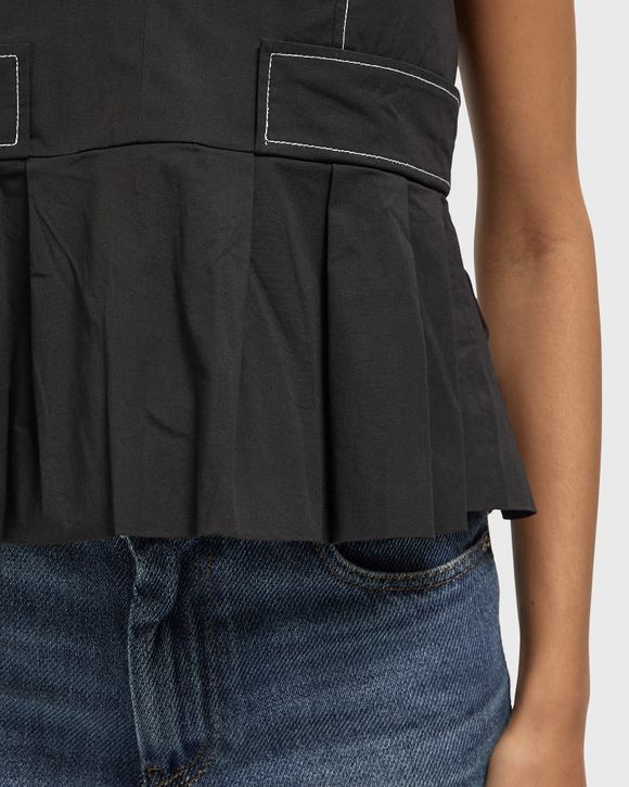 Stretch Cotton V-neck Pocket Blouse