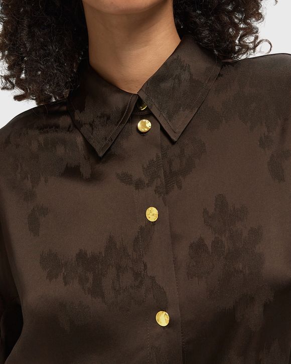 Fluid Satin Jacquard Long Sleeve Shirt
