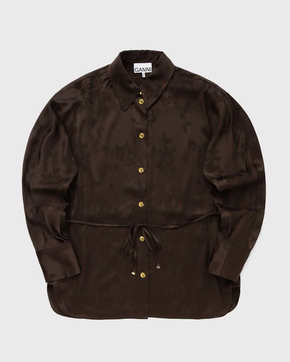 Fluid Satin Jacquard Long Sleeve Shirt