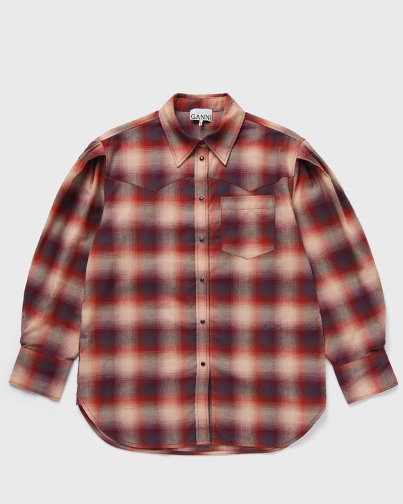 Cotton Flannel Check Pleated Sleeve Shirt