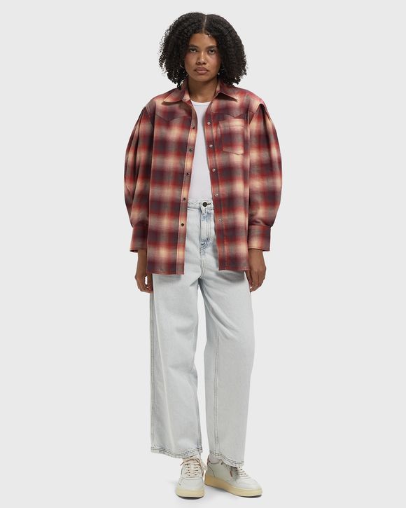 Cotton Flannel Check Pleated Sleeve Shirt