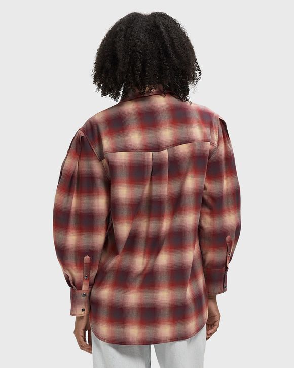 Cotton Flannel Check Pleated Sleeve Shirt