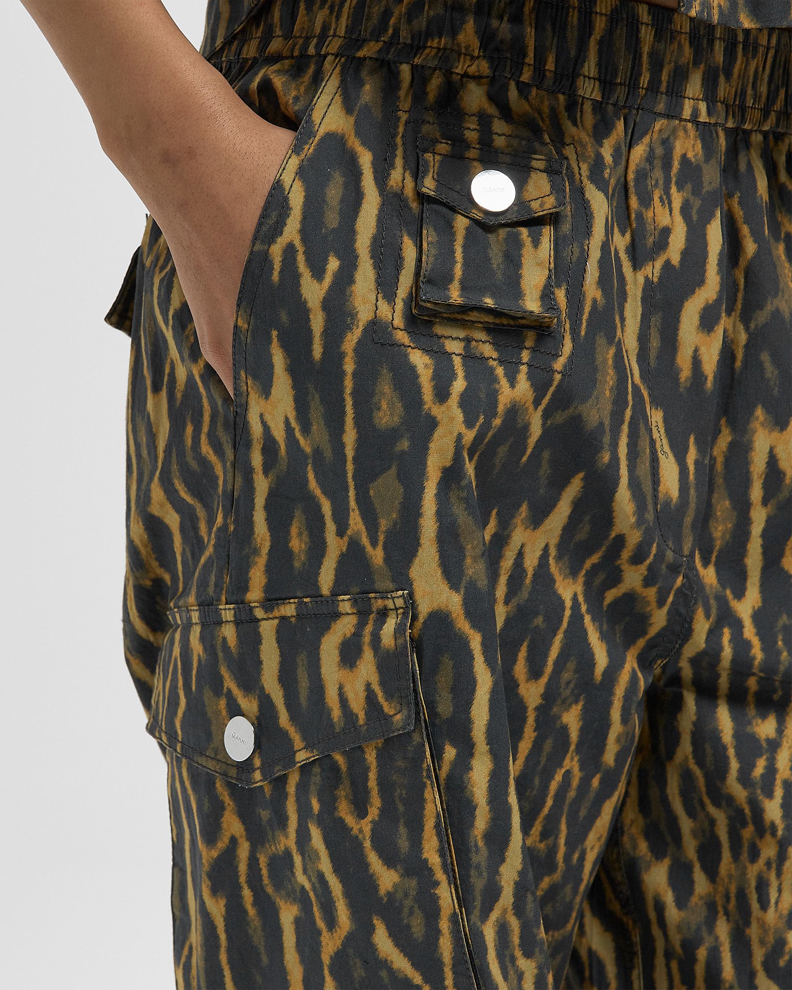 Printed Stretch Cotton Cargo Pants