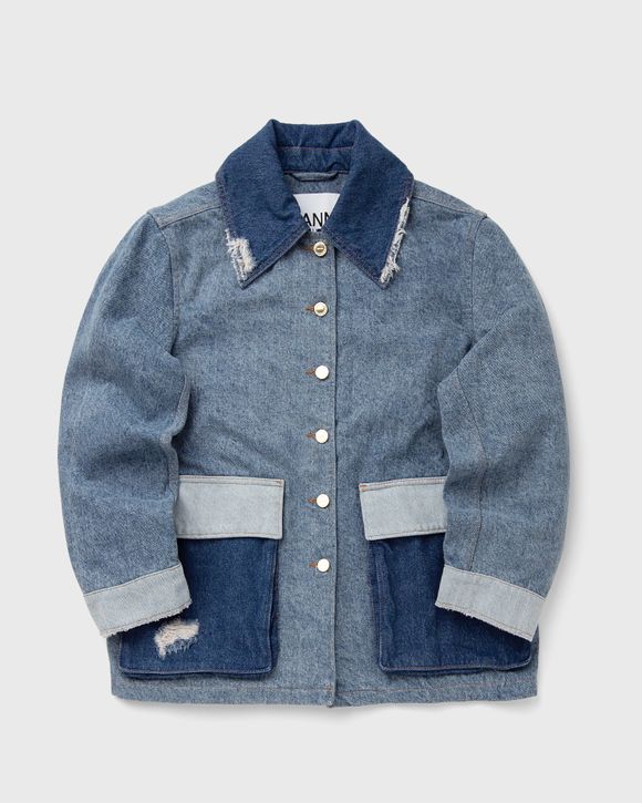 Patchwork Denim Midi Jacket
