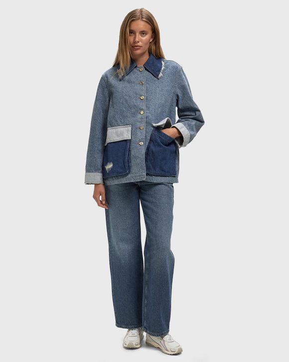 Patchwork Denim Midi Jacket