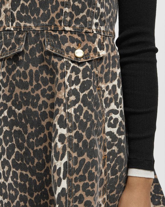 Print Denim Flounce Mini Dress