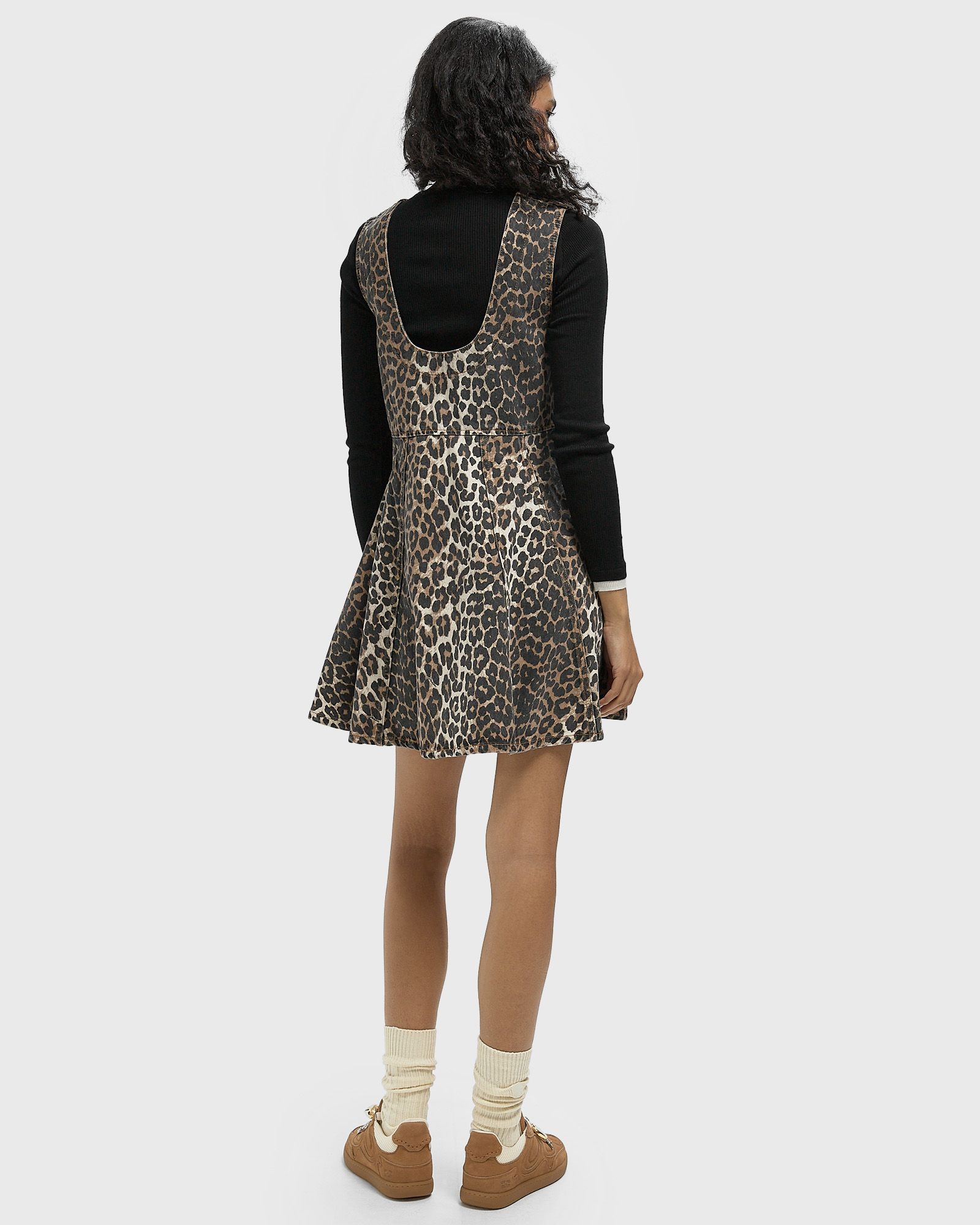 Print Denim Flounce Mini Dress