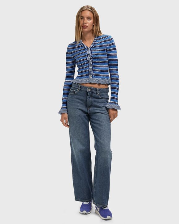 Cotton Pointelle Stripe Cardigan