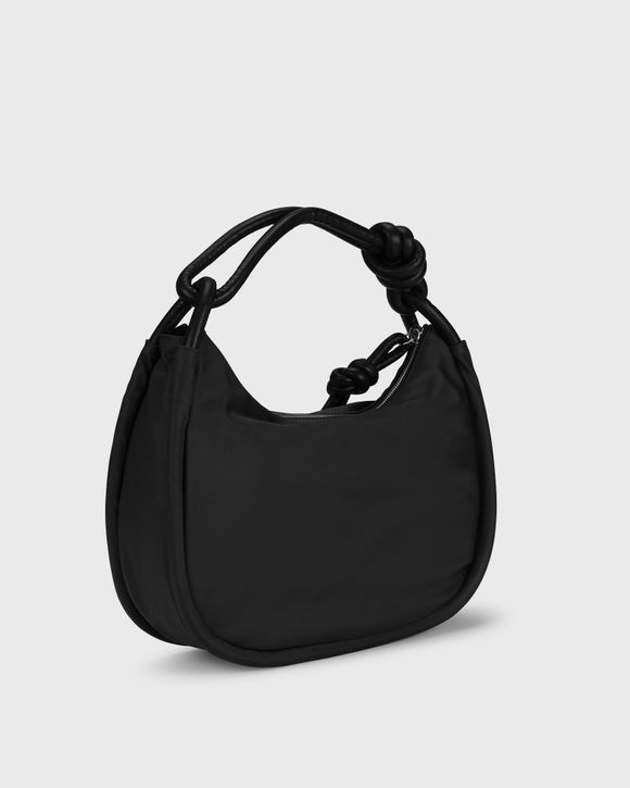 KNOT BAG - LEATHER TOP HANDLE BAG WITH CROSSBODY STRAP in black
