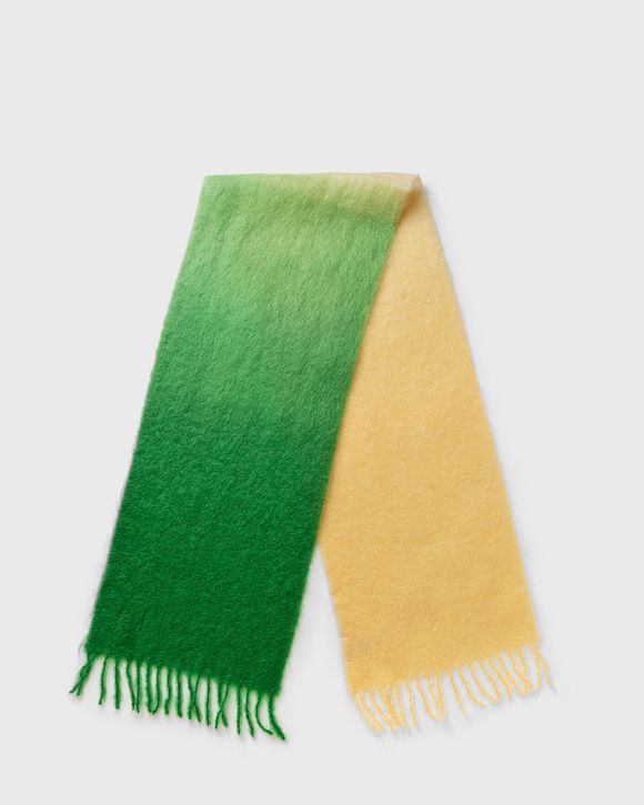 Ganni Mohair Gradient Fringed Scarf Multi - KELLY GREEN