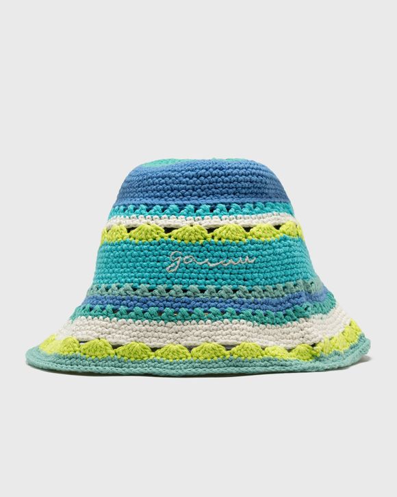 Ganni Cotton Crochet Bucket Hat Blue - BLUE CURACAO