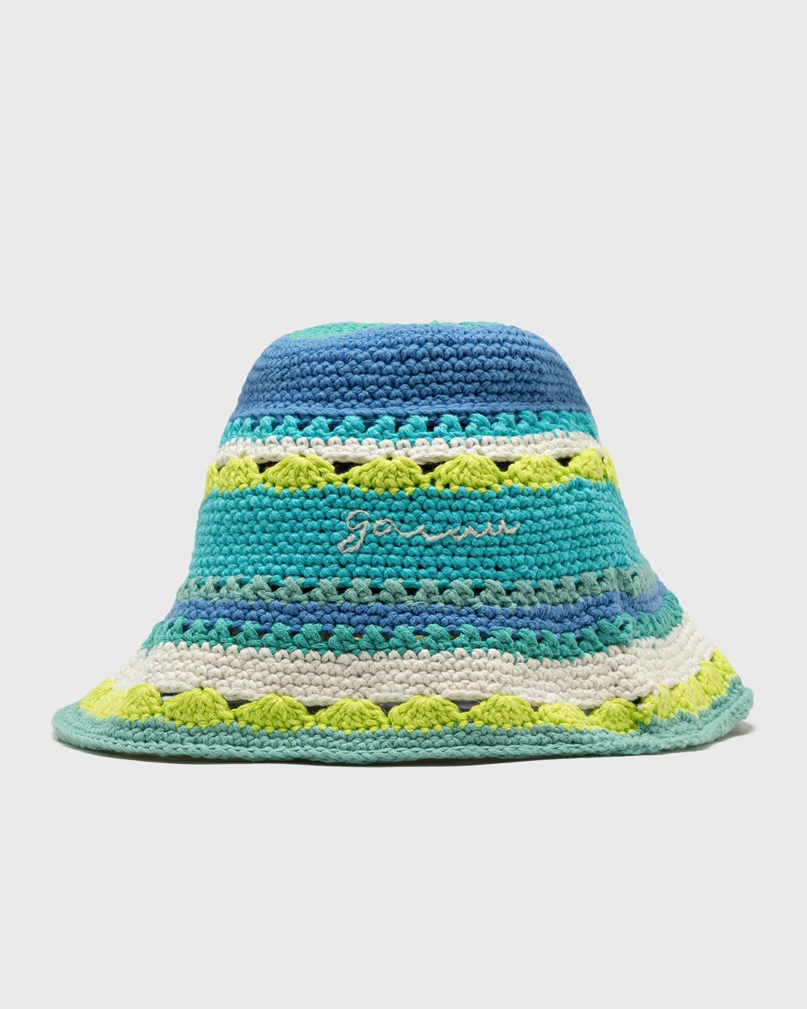 Ganni Cotton Crochet Bucket Hat Blue | BSTN Store