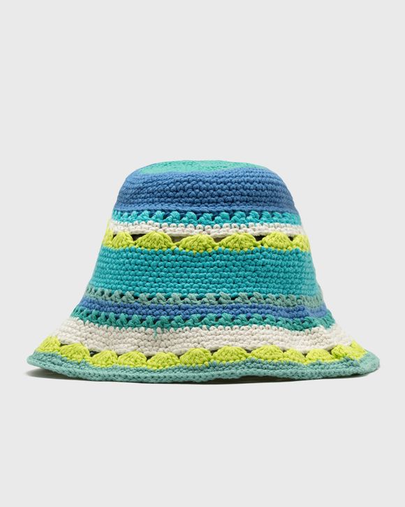 Ganni Cotton Crochet Bucket Hat Blue - BLUE CURACAO