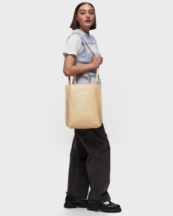 Ganni Banner Medium Tote Beige | BSTN Store