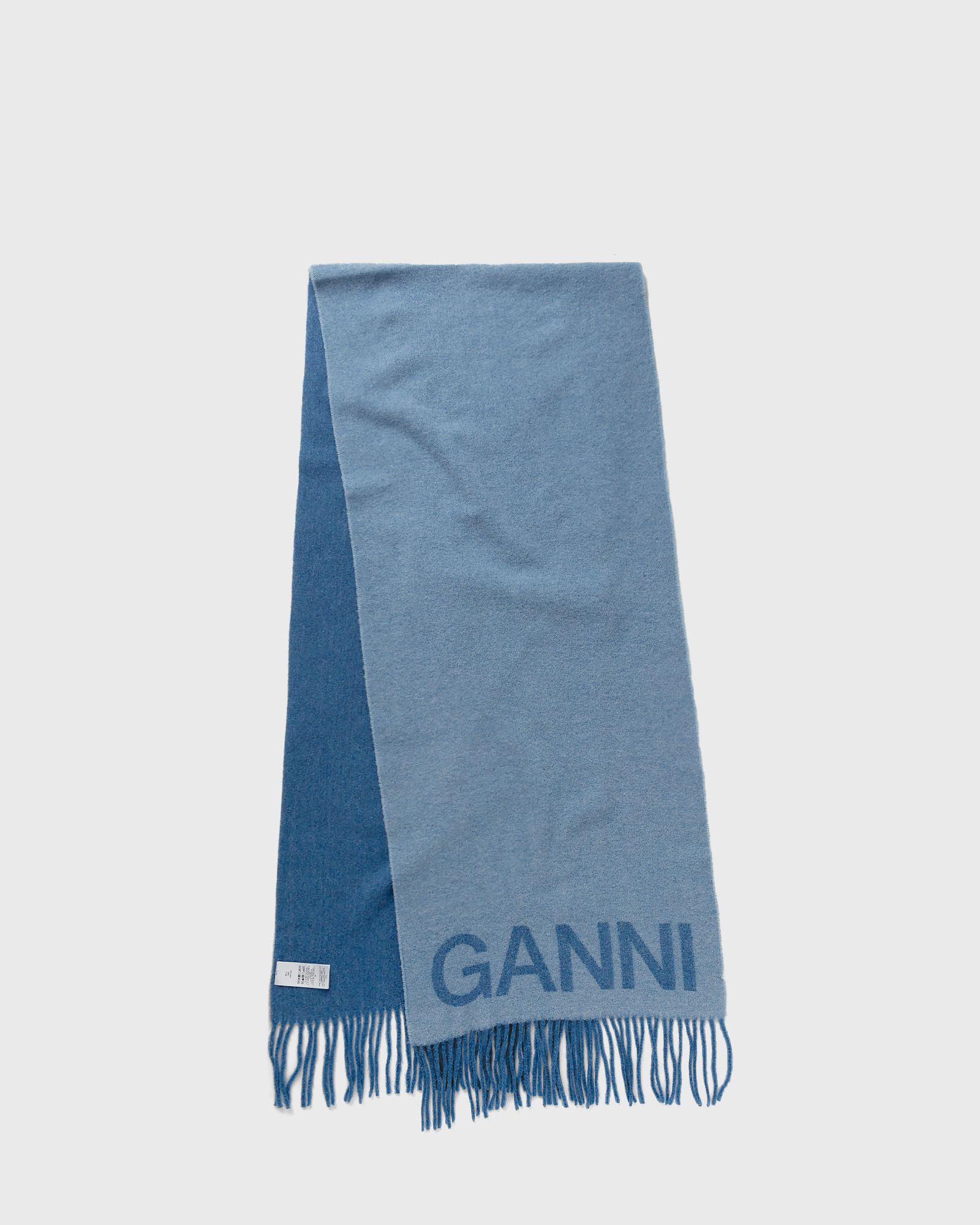 Ganni - recycled wool fringed scarf women scarves blue in größe:one size