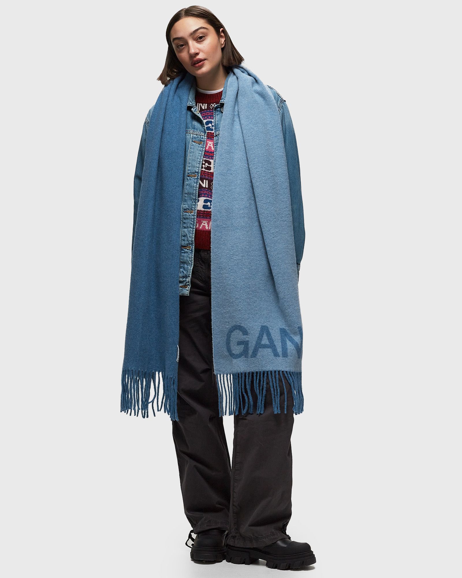 Recycled Wool Fringed Scarf