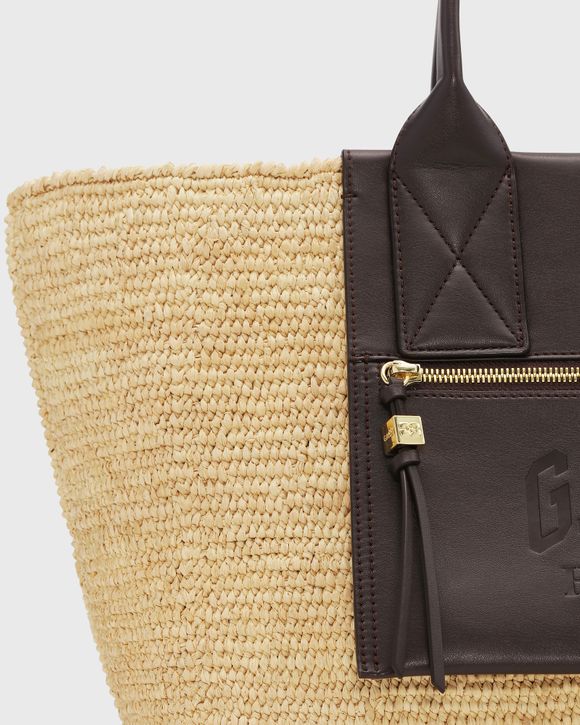 Ganni Easy Shopper Medium Raffia Brown/Beige | BSTN Store