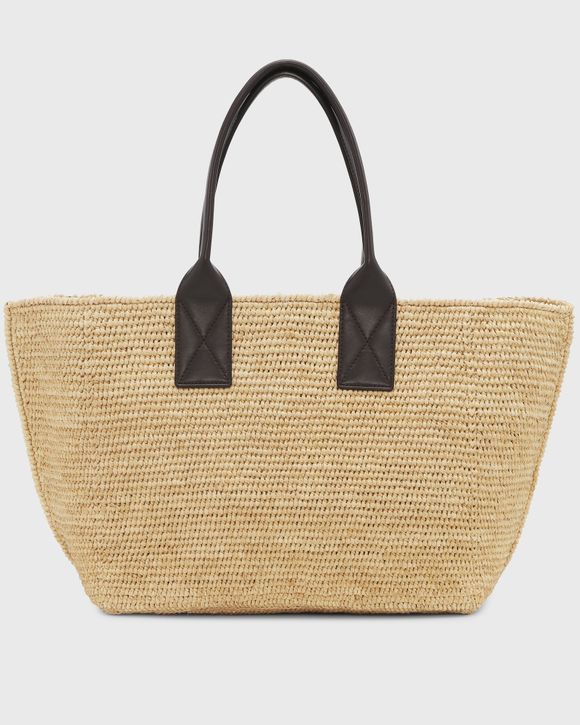 トートバッグ Easy Medium Shopper Bag - Ganni - Raffia - White Egret Ivory Medium Raffia Tote | GANNI CA