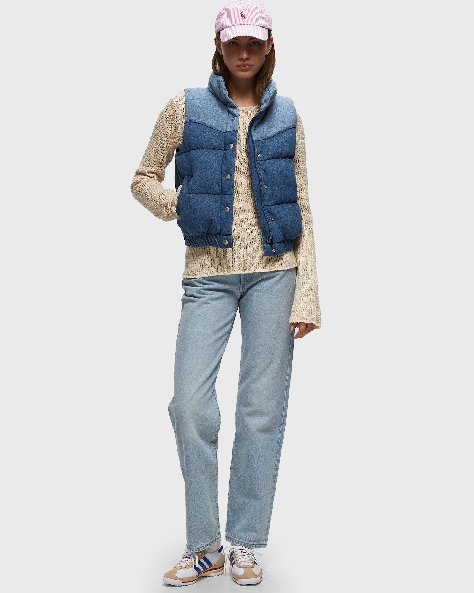 JUNO WESTERN PUFFER VEST LIGHT INDIGO - WORN IN