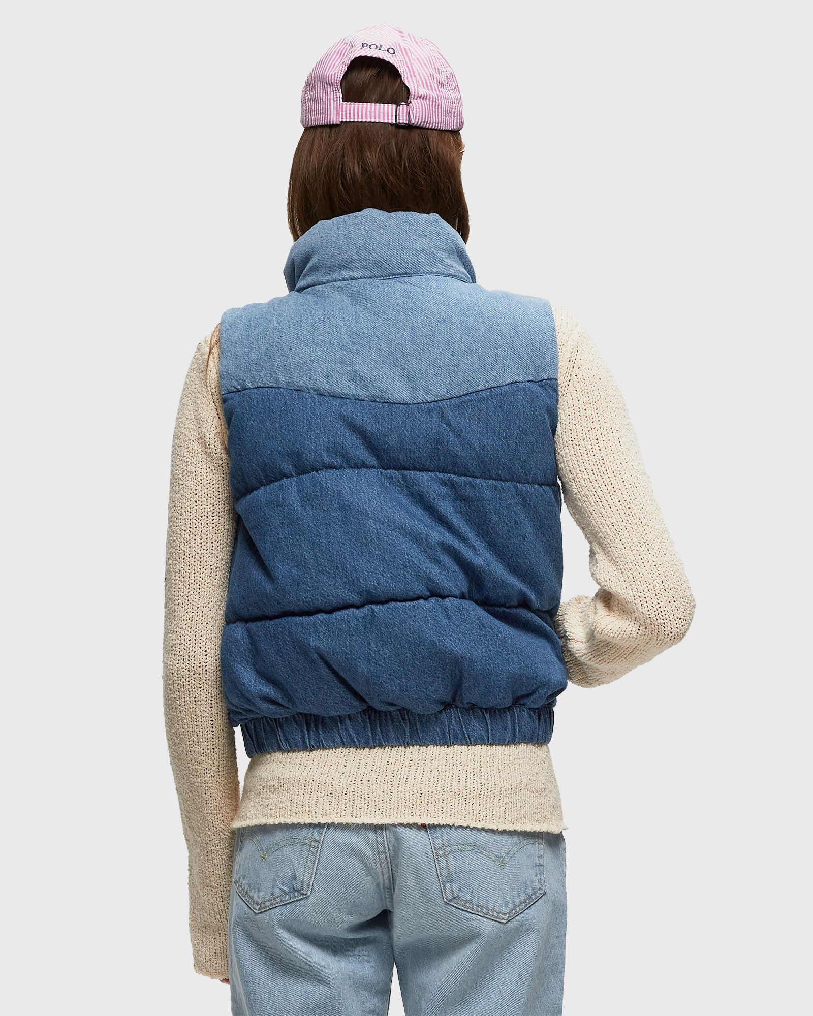 JUNO WESTERN PUFFER VEST LIGHT INDIGO - WORN IN