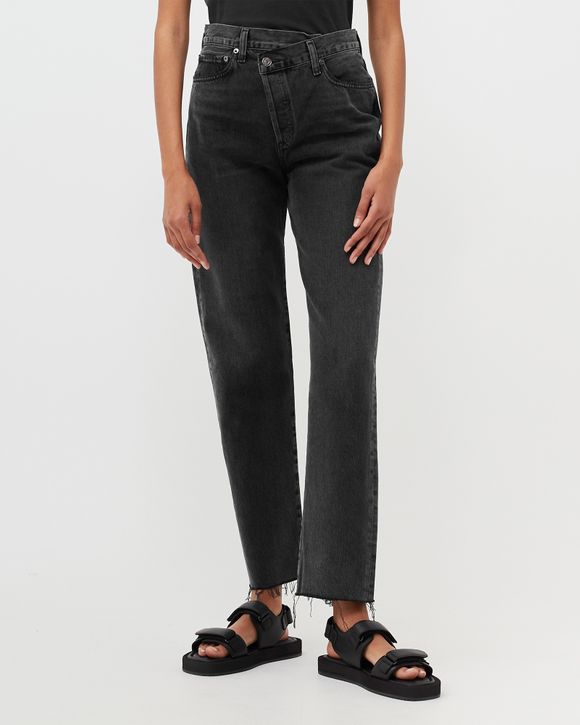 AGOLDE Criss Cross High-Rise Straight-Leg Recycled Jeans in