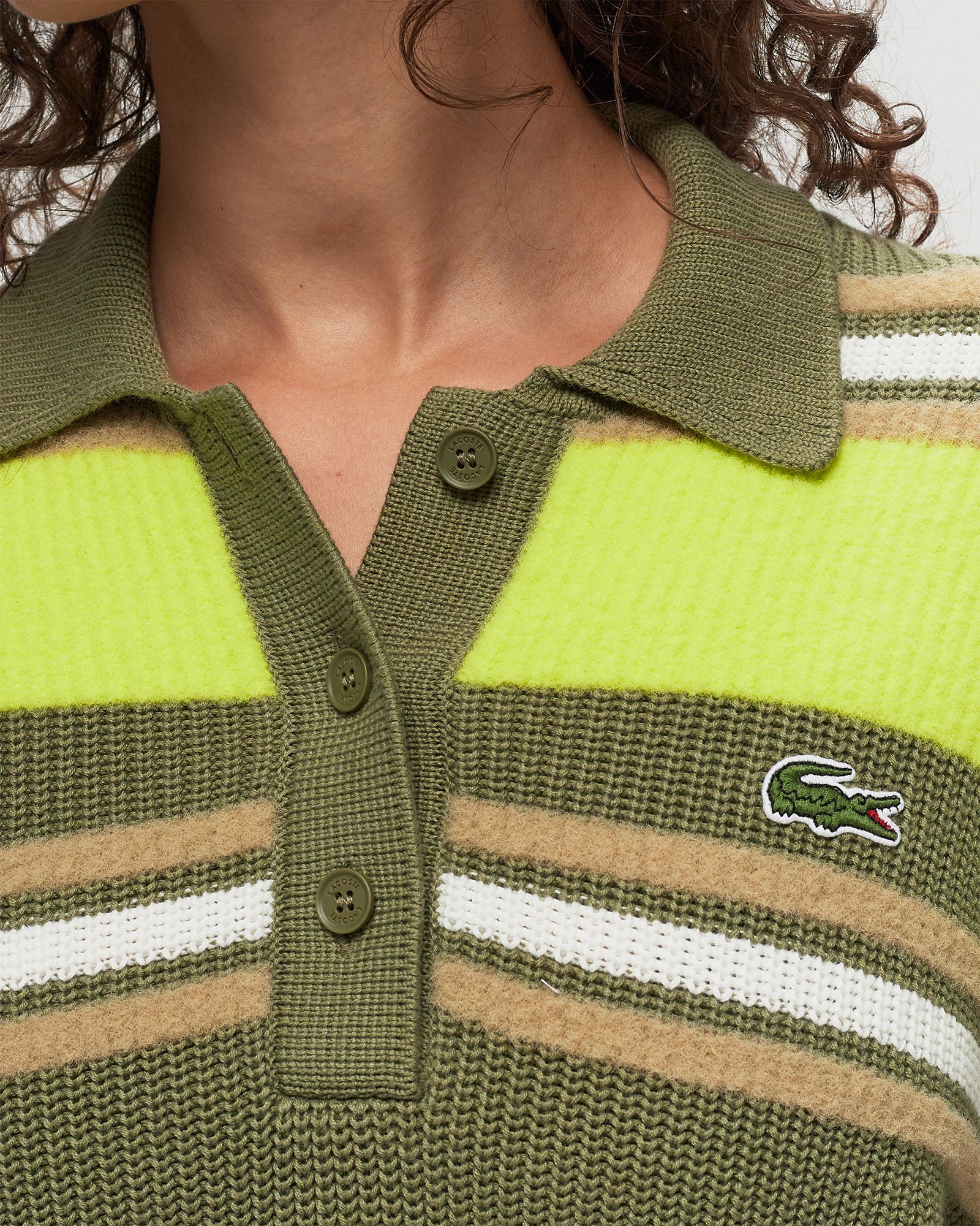 RIBBED STRIPED KNIT POLO SWEATER