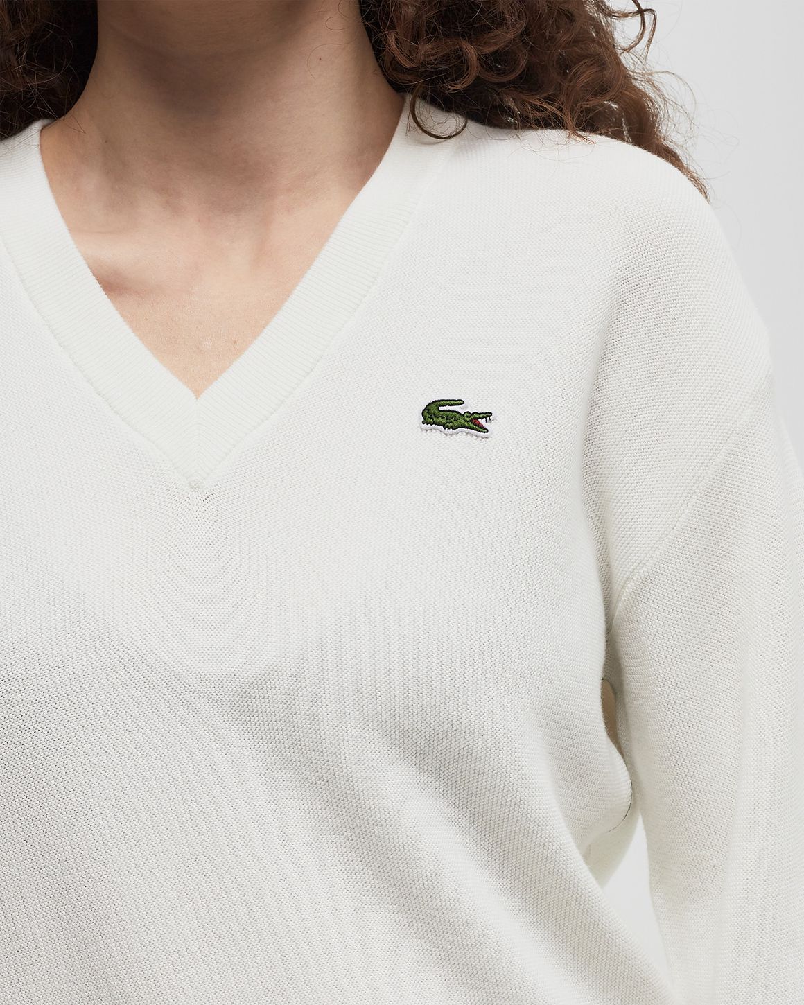 Lacoste V NECK TRICOT White Flour