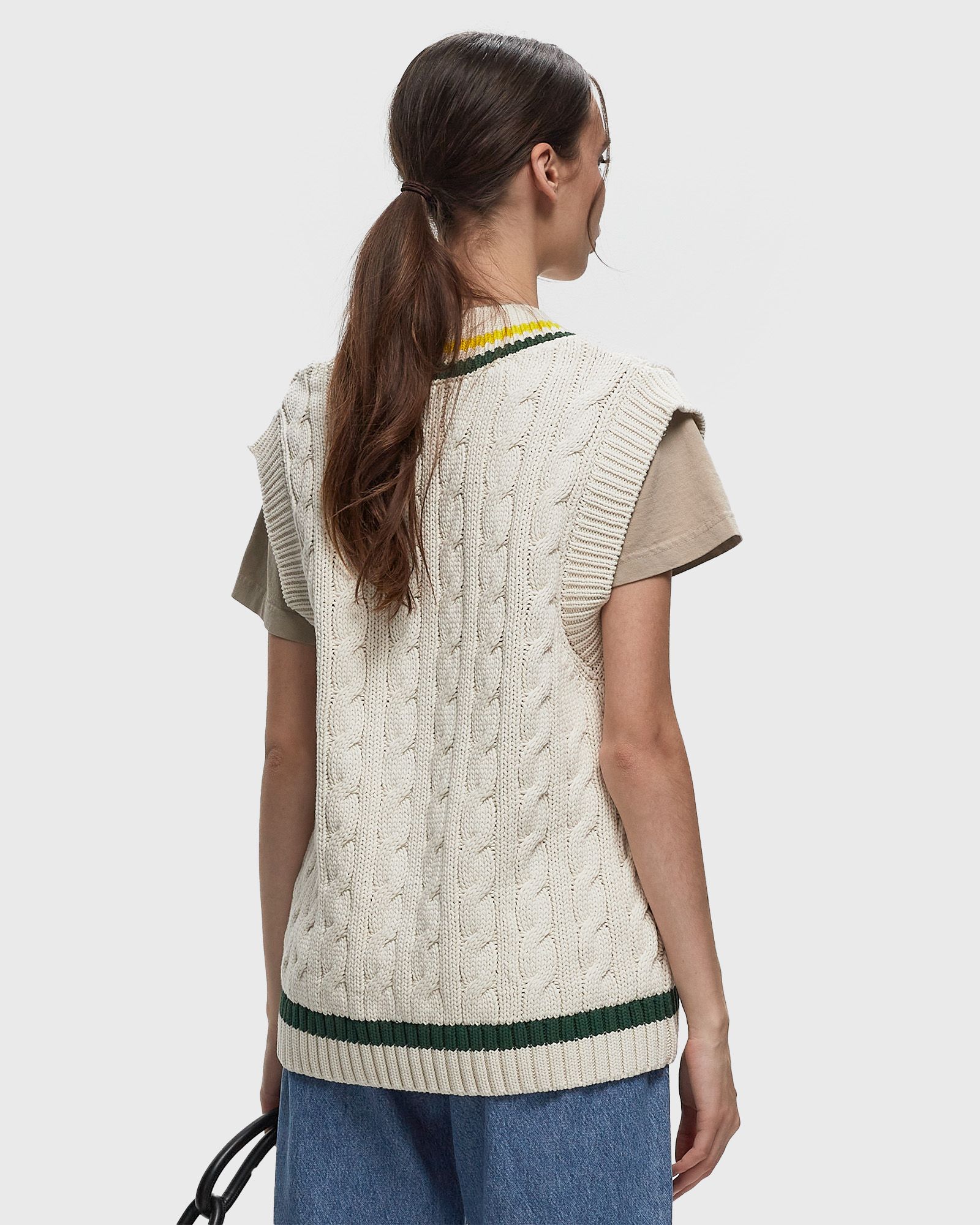 V NECK CABLE KNIT SWEATER VEST